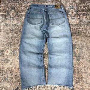 Polo Ralph Lauren Jeans Men's 32x25 Blue Cotton Denim Cropped Faded Workwear